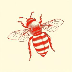Red Ink Bee Tattoo