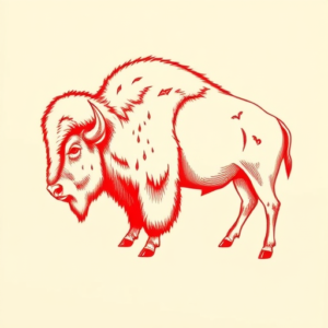 Red Ink Bison Tattoo