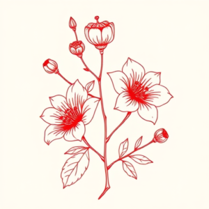 Red Ink Botanical Tattoo