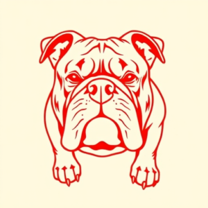 Red Ink Bulldog Tattoo