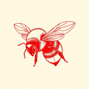 Red Ink Bumblebee Tattoo