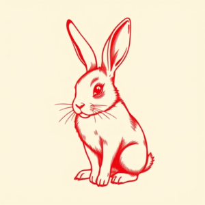 Red Ink Bunny Tattoo