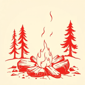 Red Ink Campfire Tattoo