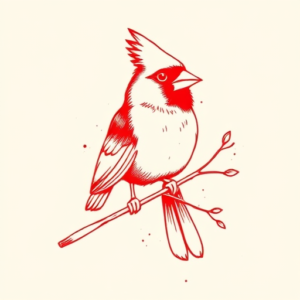 Red Ink Cardinal Tattoo