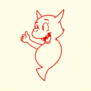 Red Ink Cartoon Tattoo