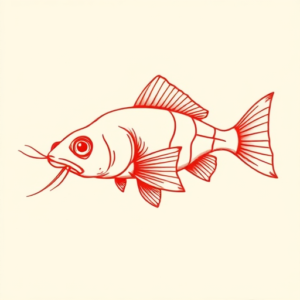 Red Ink Catfish Tattoo
