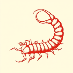 Red Ink Centipede Tattoo