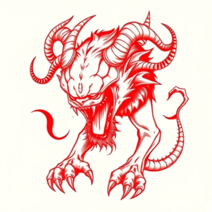 Red Ink Cerberus Tattoo