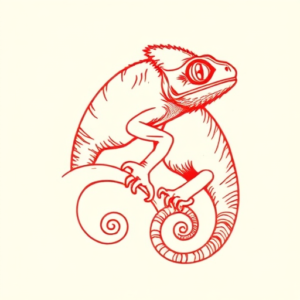 Red Ink Chameleon Tattoo