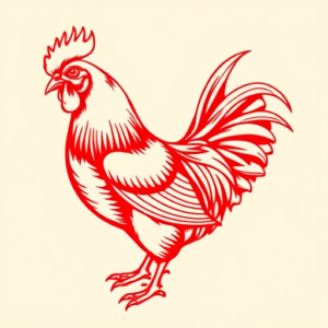Red Ink Chicken Tattoo