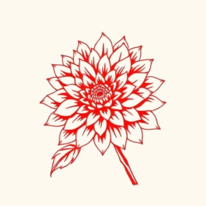 Red Ink Chrysanthemum Tattoo