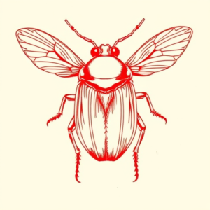 Red Ink Cicada Tattoo