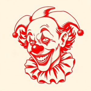 Red Ink Clown Tattoo