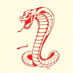Red Ink Cobra Tattoo