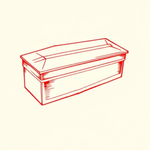 Red Ink Coffin Tattoo