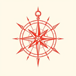 Red Ink Compass Tattoo