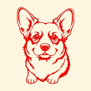 Red Ink Corgi Tattoo