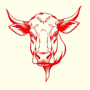 Red Ink Cow Tattoo