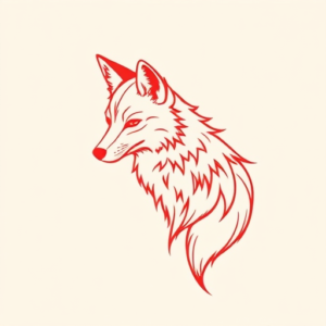 Red Ink Coyote Tattoo