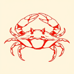 Red Ink Crab Tattoo