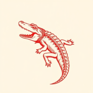 Red Ink Crocodile Tattoo