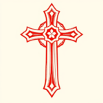 Red Ink Cross Tattoo