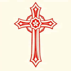 Red Ink Cross Tattoo