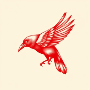Red Ink Crow Tattoo