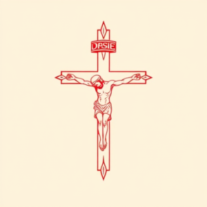 Red Ink Crucifix Tattoo