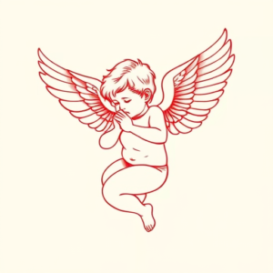 Red Ink Cupid Tattoo