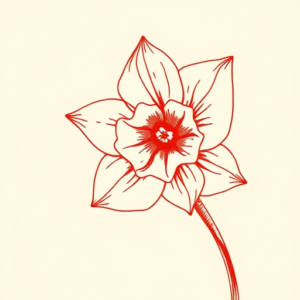 Red Ink Daffodil Tattoo
