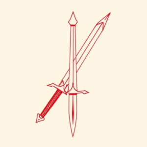 Red Ink Dagger Tattoo