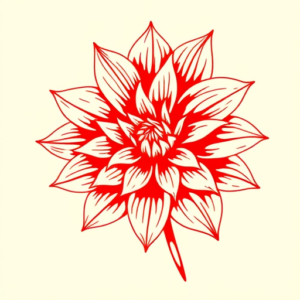 Red Ink Dahlia Tattoo