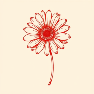 Red Ink Daisy Tattoo
