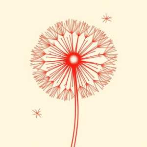 Red Ink Dandelion Tattoo