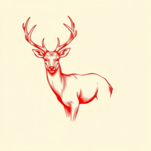 Red Ink Deer Tattoo