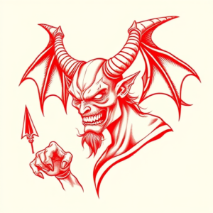 Red Ink Demon Tattoo