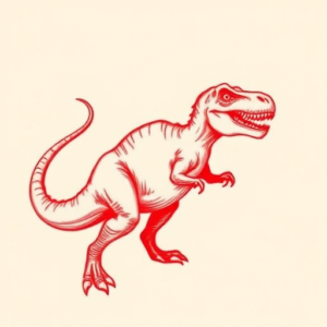 Red Ink Dinosaur Tattoo