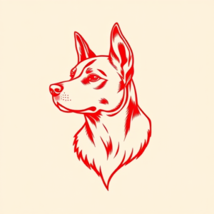 Red Ink Dog Tattoo