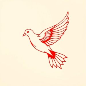 Red Ink Dove Tattoo
