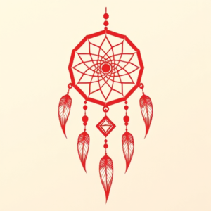 Red Ink Dreamcatcher Tattoo