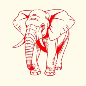 Red Ink Elephant Tattoo