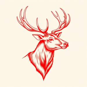 Red Ink Elk Tattoo