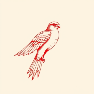 Red Ink Falcon Tattoo