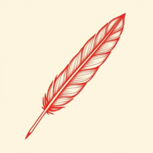 Red Ink Feather Tattoo