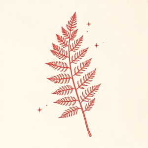 Red Ink Fern Tattoo