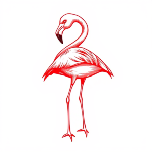 Red Ink Flamingo Tattoo