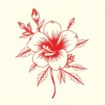 Red Ink Floral Tattoo