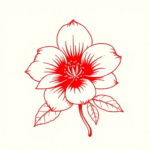 Red Ink Flower Tattoo