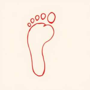 Red Ink Footprint Tattoo